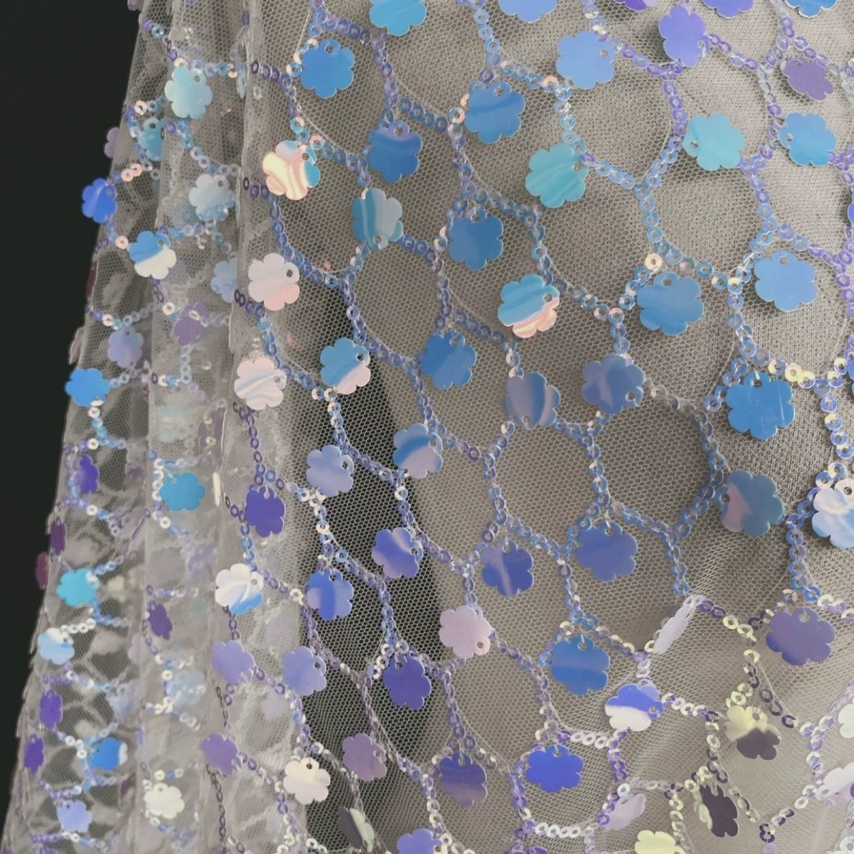 Импортированные синие ногти sequins, платье, ткань дизайна