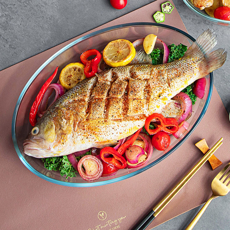 Fenix Oval tempered glass plate baking pan steamed fish plate baked rice plate baking heat-resistant wholesale