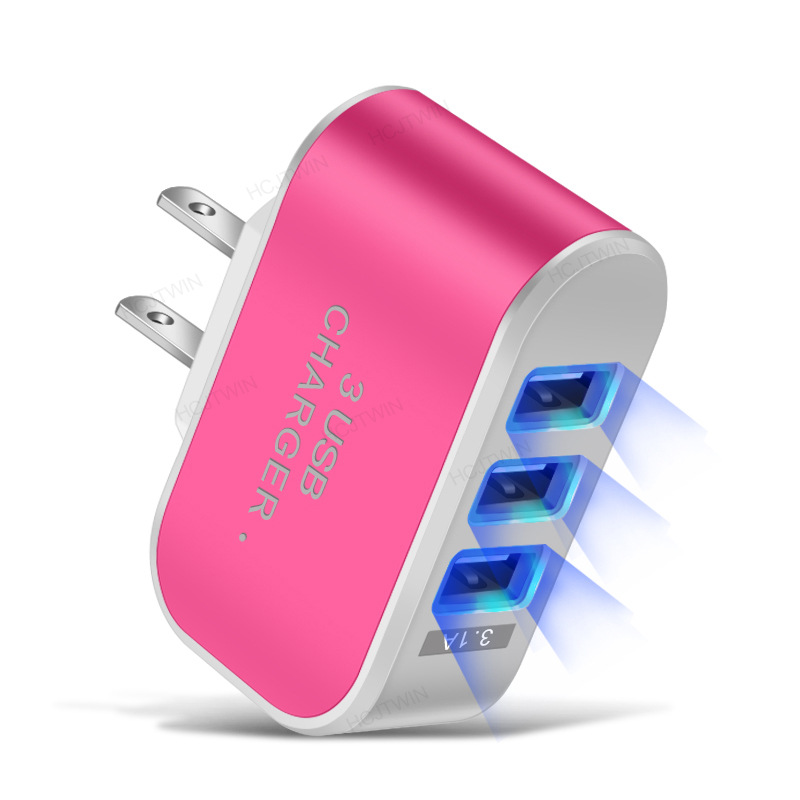 Creative Led Luminous 3 Plug Smart Multi-port Usb Charger display picture 2