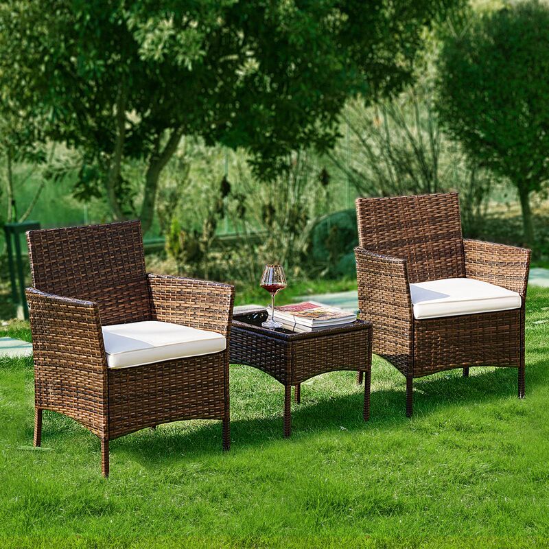 Combination 630 Three-Piece Sun Protection and Waterproof Leisure Outdoor Teak Rattan Chair Rattan Balcony Terrace Sofa