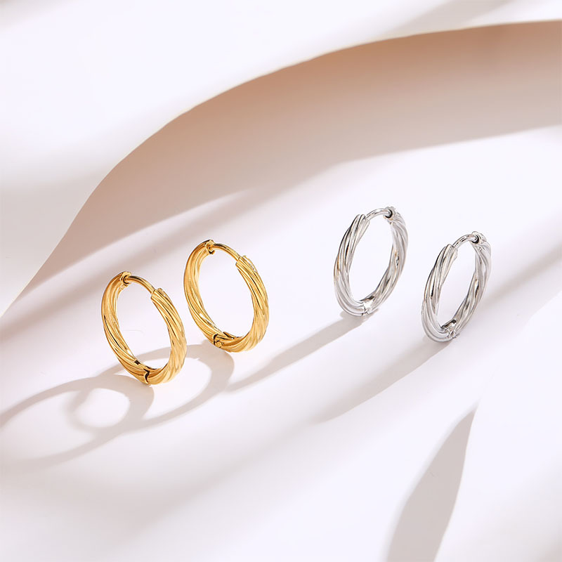 European and American Ins Fashion New Twist Ear Ring Titanium Steel Earrings Women's Niche Design High-end Internet Celebrity Simple Earrings