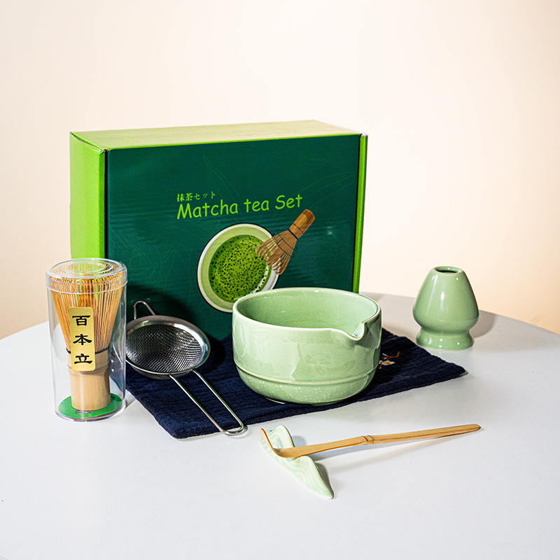 FJT 버섯입 직선그릇 그린 7종세트 (짙은 녹색 컬러박스 + 블루 티타월)