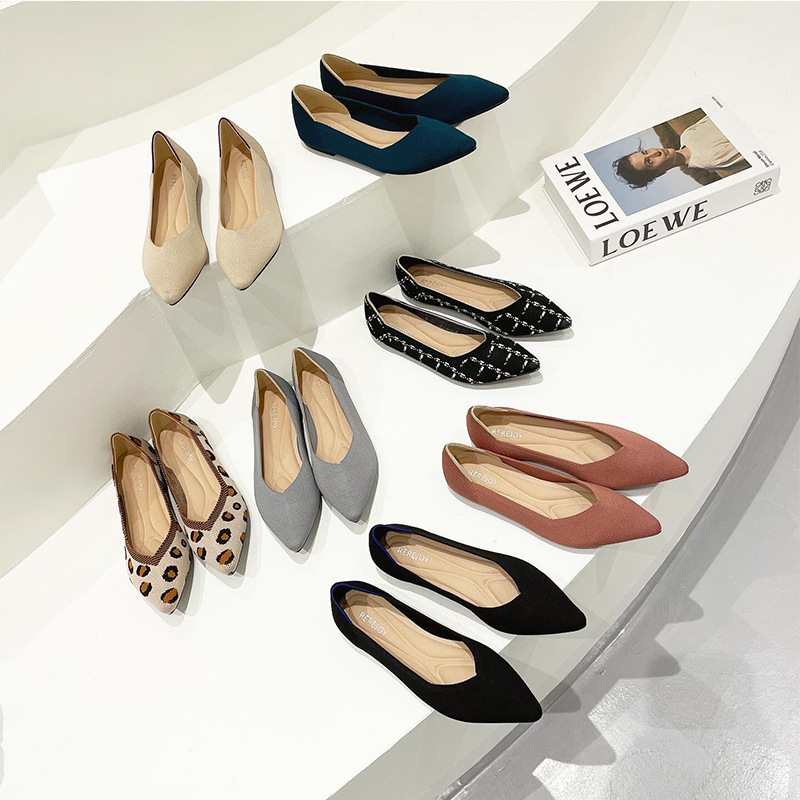 Princess Shoes 2024 New Flat Knitted Woven Shoes Foreign Trade Cross-Border Leopard Print Large Size Shoes Female Shoes Princess Shoes 2024 New Flat Knitted Woven Shoes Foreign Trade Cross-Border Leopard Print Large Size Shoes Female Shoes