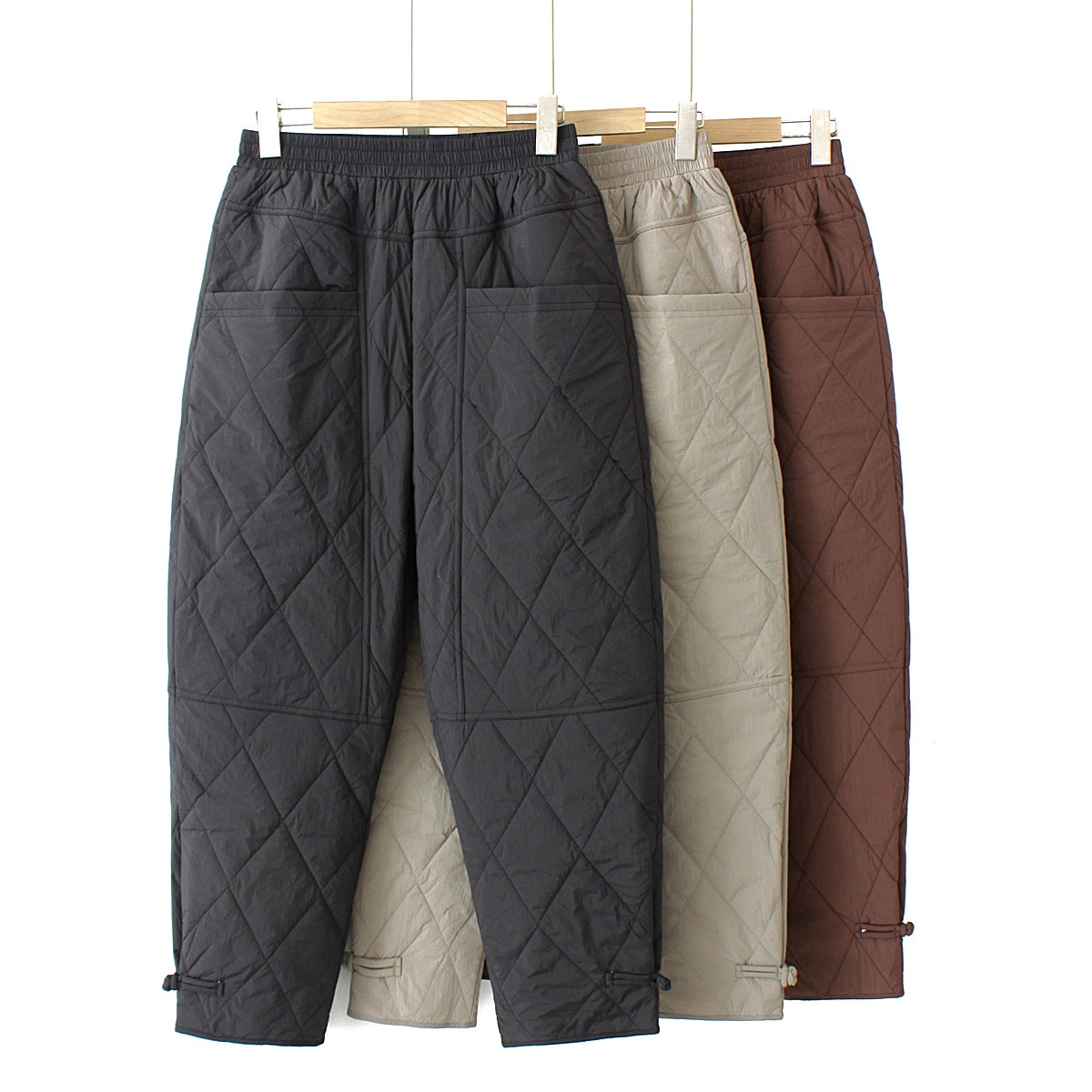 2023 Зимние хлопковые брюки больших размеров женские брюки с высокой талией 200 кг пухлые женские брюки с подкладкой для девочек с пряжкой Брюки Harlan стеганый хлопок 6160
