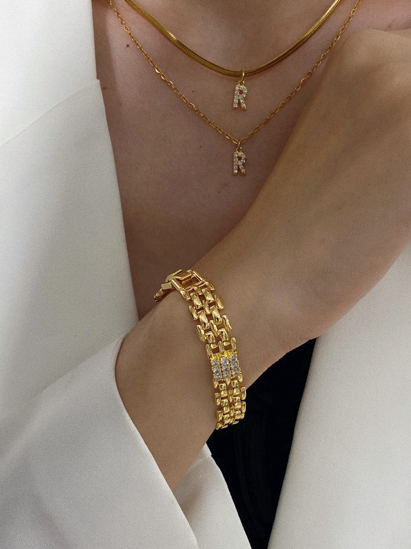Necklace Classification 201 Stainless Steel Chain Material Daily Occasion Wholesale Jewelry Fashion Letter 201 Stainless Steel Zircon Plating Stainless Steel Necklaces