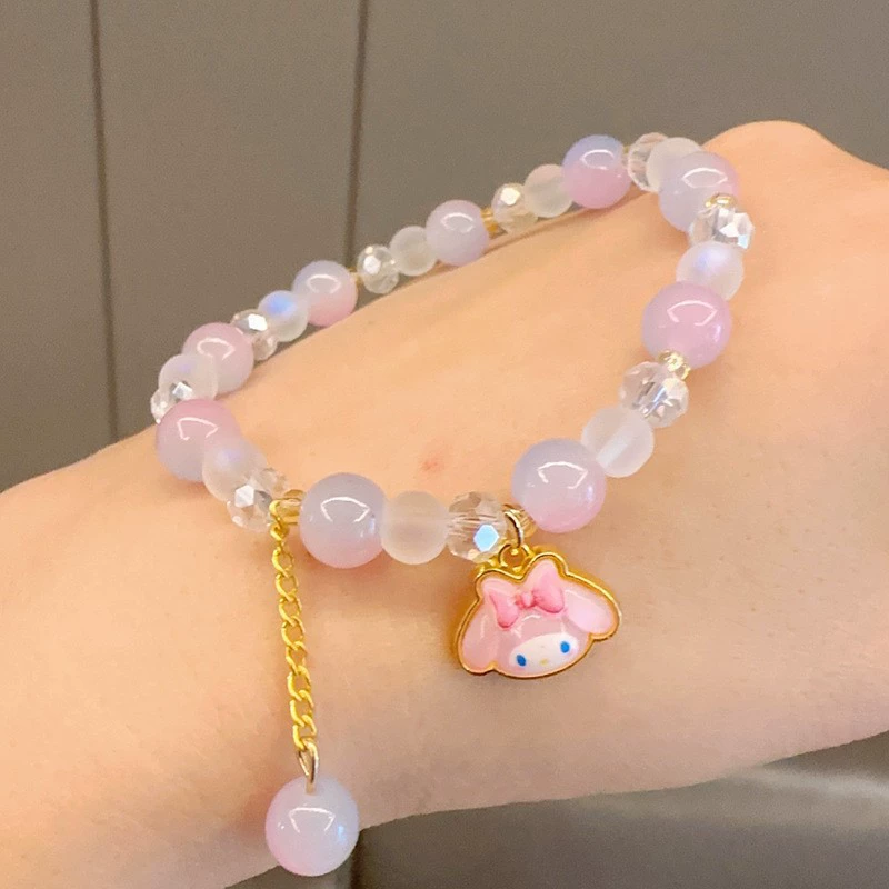 Cartoon two-color crystal bracelet, cute accessory, gradient