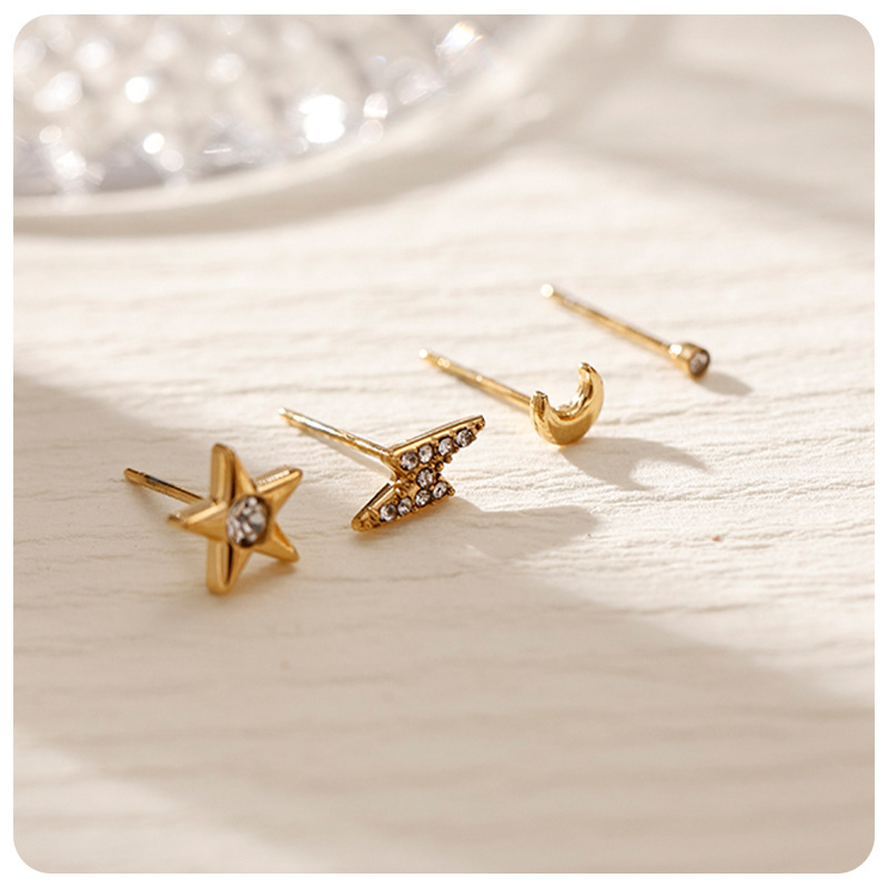 6g Weight PVD Coated Gold Plating Process 304 Stainless Steel Ear Needle Material Real Gold Plated Plating Material Small Stud Earrings Classification 1 Set Quantity Holiday, Banquet, Selfie Occasion 304 Stainless Steel Material Geometric, Star, Heart Shape Pattern All Seasons Season Women's Gender Casual, Elegant, Simple Style Style Waterproof Non Tarnish, Plating Craft PVD Coated Real Gold Plated Geometric Star Heart Shape 304 Stainless Steel Casual Elegant Simple Style Waterproof Non Tarnish Small Stud Earrings 5