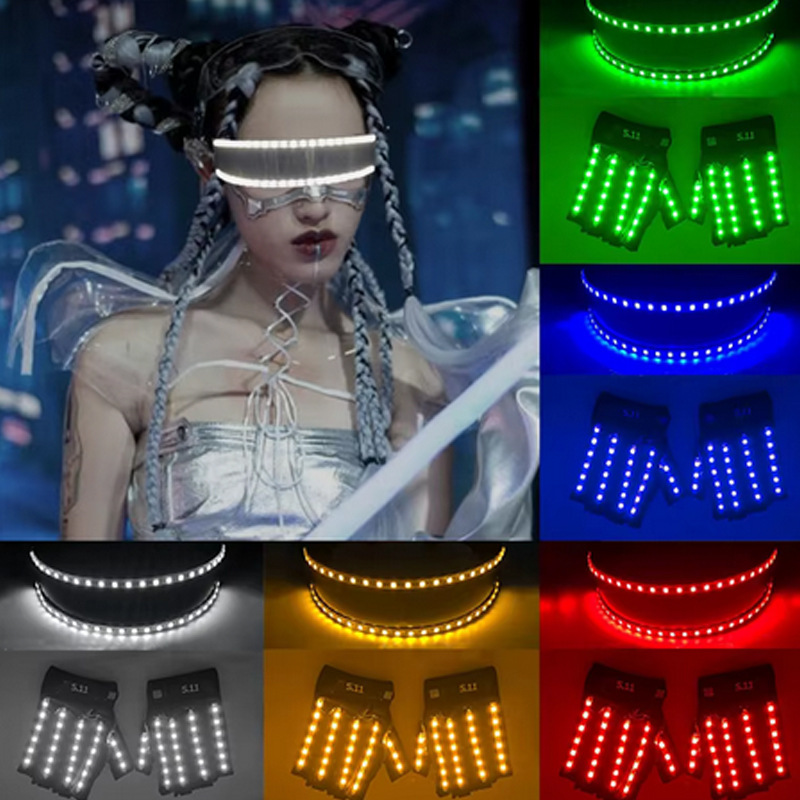 Gafas luminosas LED para Halloween, discoteca, actuación, accesorios luminosos, gafas luminosas intermitentes USB de colores para hombres y mujeres