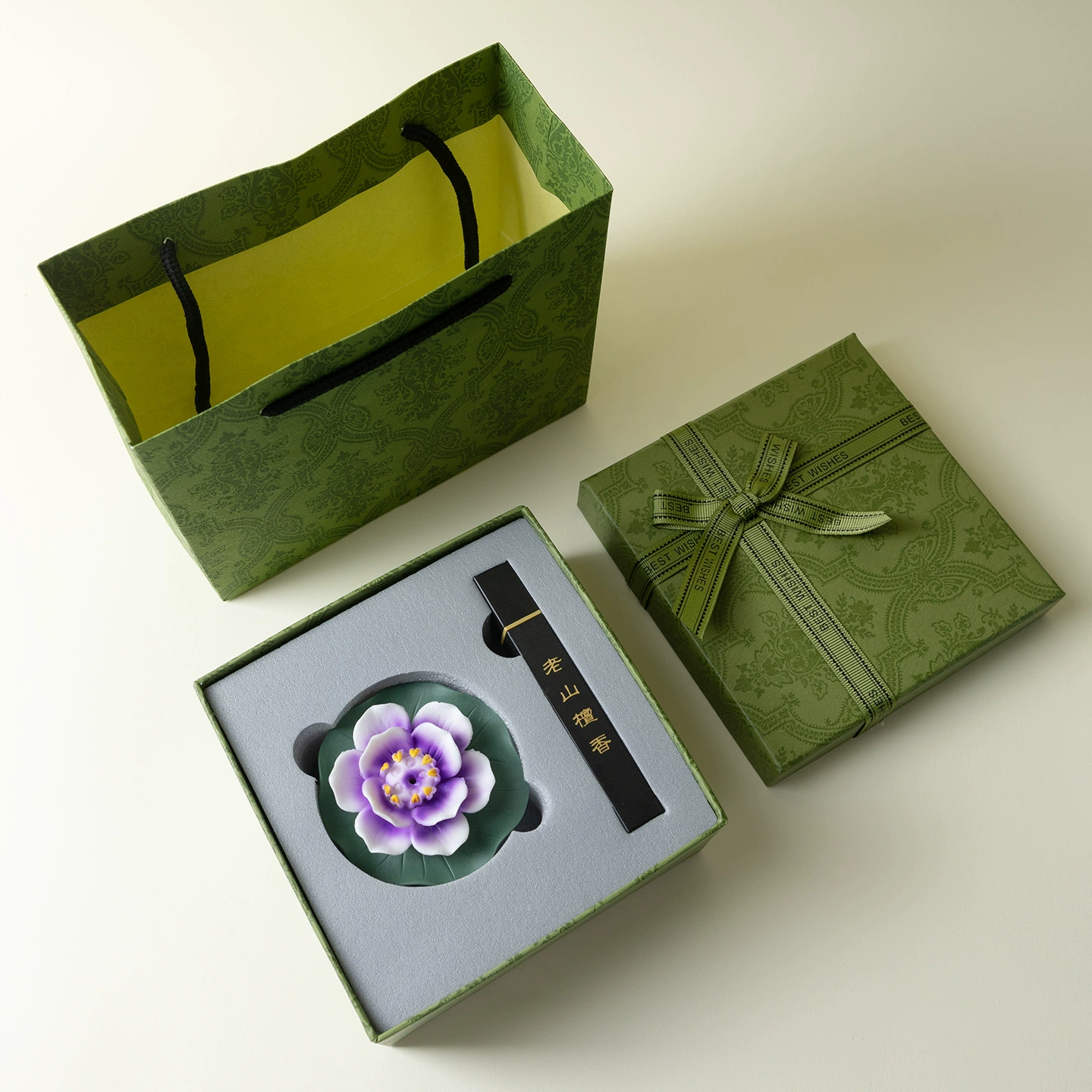 乐佳 Ceramic hand-pinched flower thread incense incense seat home office creative tea ceremony ornament lotus tea pet