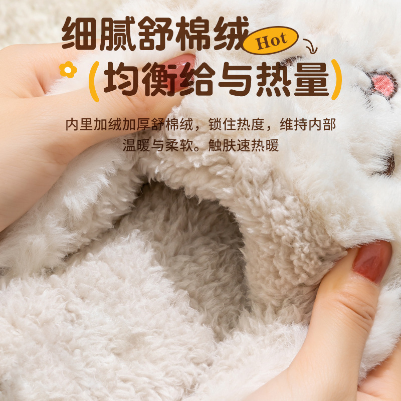 新款可爱大耳狗棉拖鞋女秋冬季室内居家厚底防滑毛绒保暖包头拖鞋|undefined