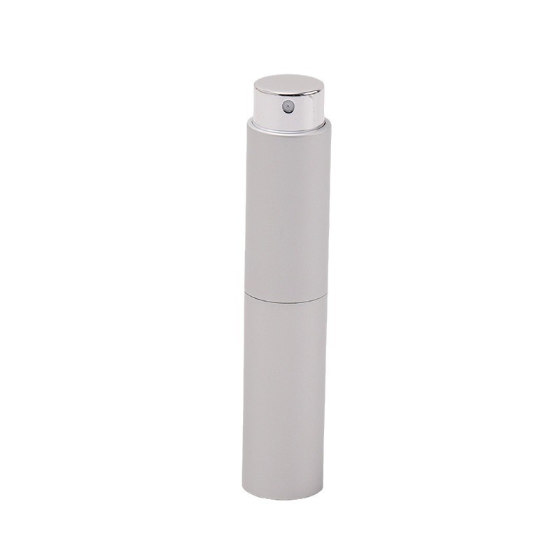 10ml portátil giratoria de dos secciones retráctil perfume sub-botella vacía botella impresa logotipo botella de aerosol muestra botella de vidrio
