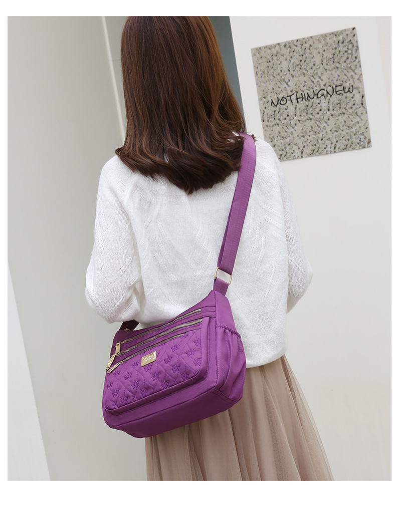 New women's crossbody bag, nylon embroidered shoulder bag, large-capacity multi-layer simple middle-aged mom bag undefined