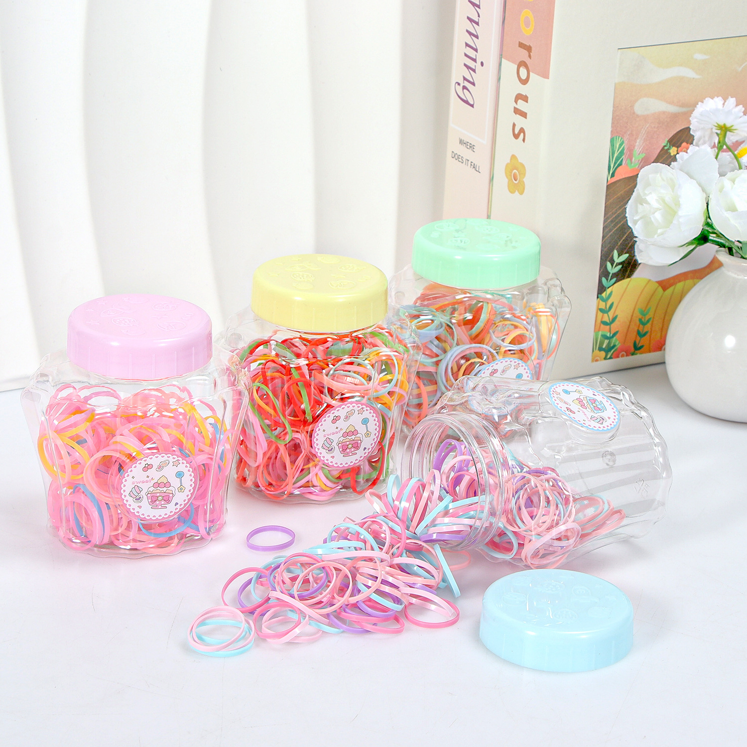 Banda de goma negra para niños, alto valor elástico, duradero, lazo para el cabello, no daña el cabello, anillo para el cabello de goma, accesorios para la cuerda para la cabeza, puesto