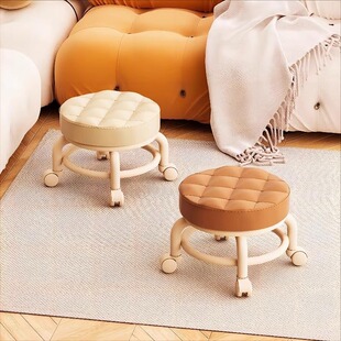 Children's small chair home living room backrest small stool creative pulley low stool with universal wheel toddler stool bench