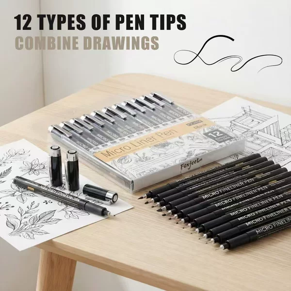 Cross-Border Best-Selling Art-Specific Outlining Pen for Students, Waterproof and Smudge-Proof, for Hand-Drawn Comics and Outlining, Black Needle-Tip Pen