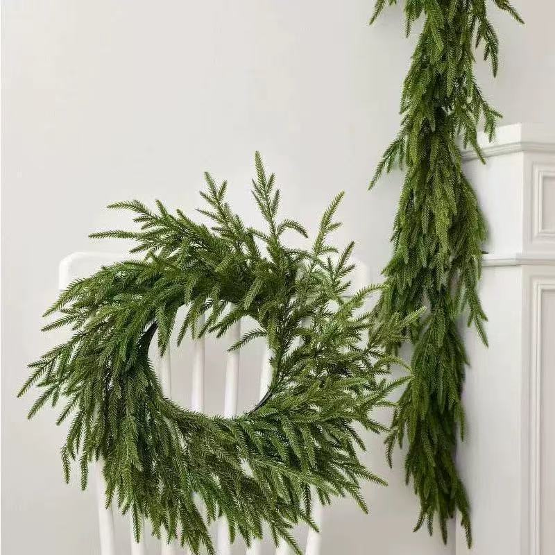 模擬緑の植物クリスマス装飾ソフトプラスチック感触PE素材松葉ノーフォーク松籐クロスボーダーアマゾンホットスタイル|undefined