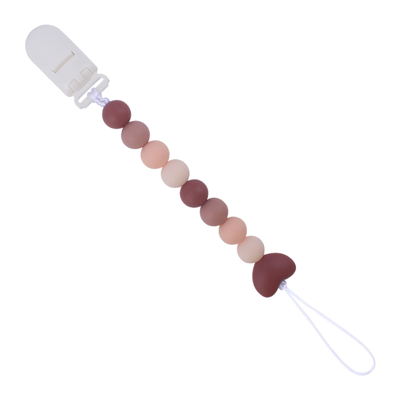 Bebé suministros chupete cadena creativa de dibujos animados amor cuentas de silicona mordedura cadena anti-gota molar Nuevo