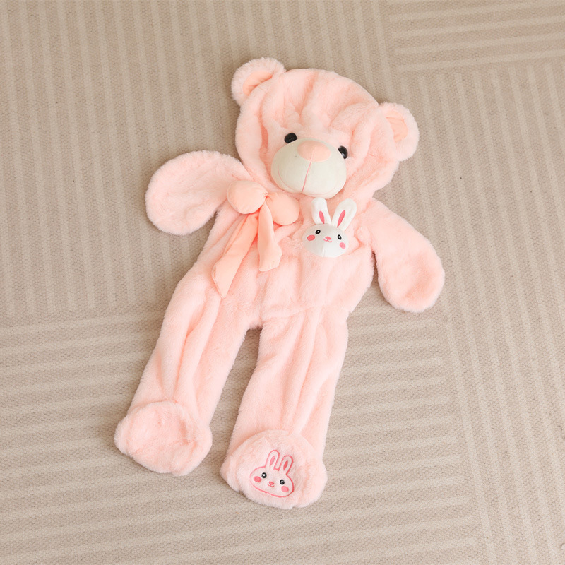 Bowknot oso de peluche muñeca de cuero cáscara de peluche semiacabado muñeca de oso de abrazo funda de cuero muñeca de trapo semiacabado