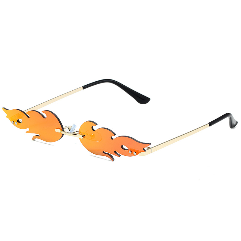 2021 new cross-border flame sunglasses personalized fashion sunglasses metal frameless party glasses factory wholesale