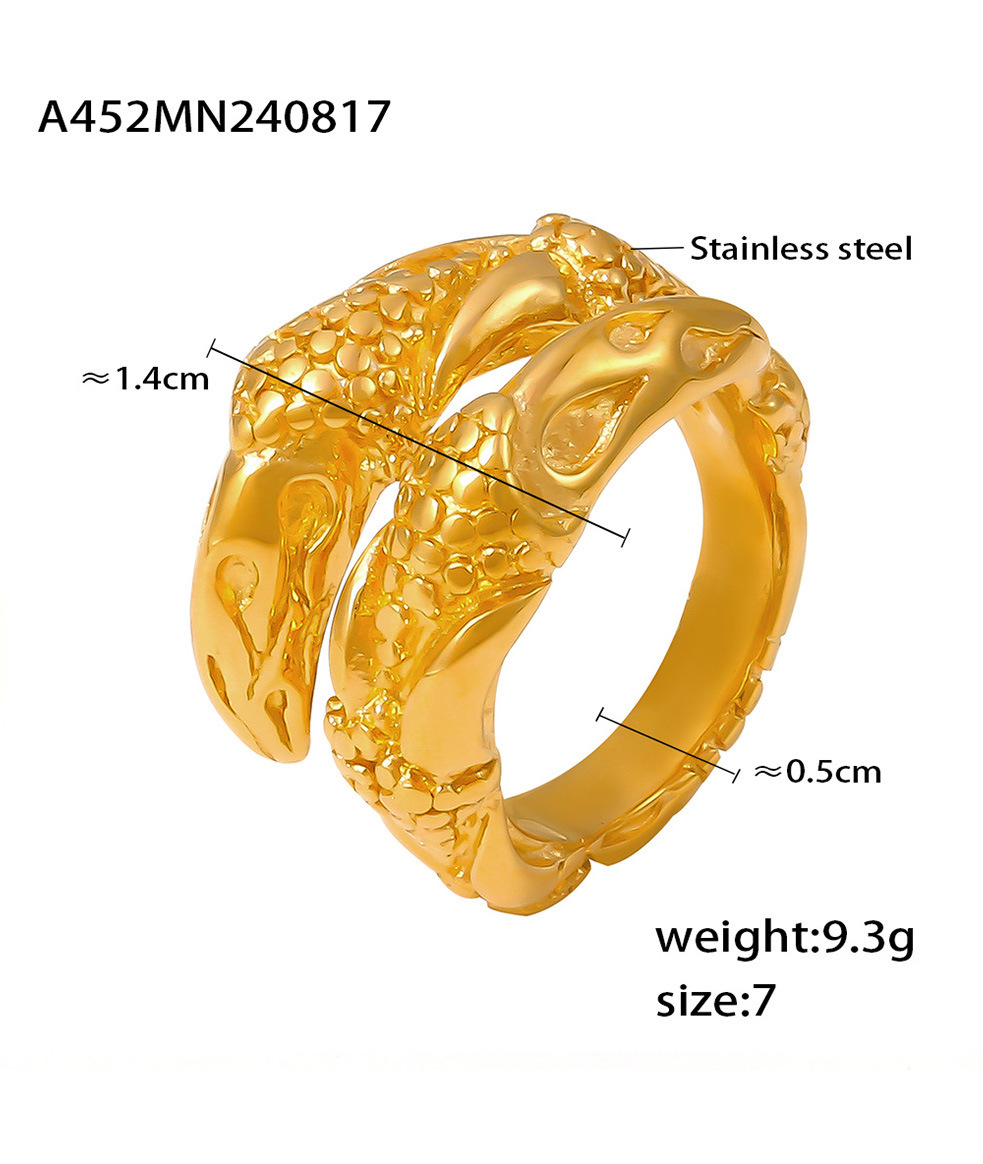 Fashionable Adjustable Open Mouth Ring, Personalized Snake Head Stainless Steel Ring, Women's Non Fading Accessory_voghion.com