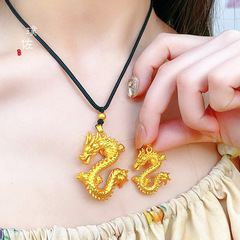 New Style Durable Colorfast Gold Shop Same Model Zodiac Dragon Pendant for Men and Women Couple Dragon Year Animal Year Necklace for Dad's Gift