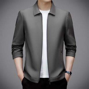 Brand Haining Leather Men's Coat Middle-aged fleece-lined Lapel Genuine Leather Jacket Sheepskin Lapel High-end Soft Leather Coat
