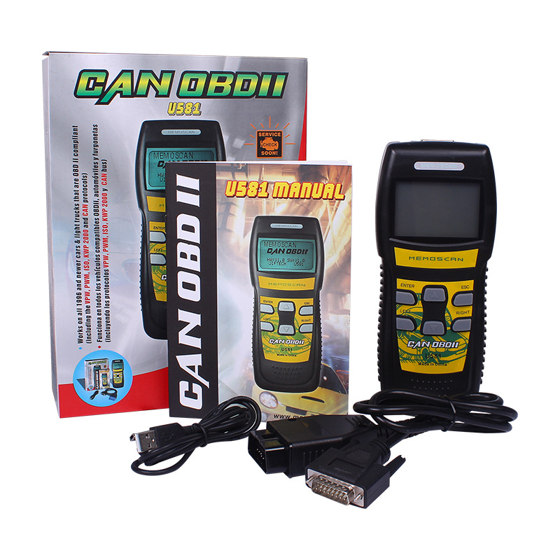 跨境U581 CAN BUS OBD2 Memo Scanner汽车故障检测仪诊断仪多语言