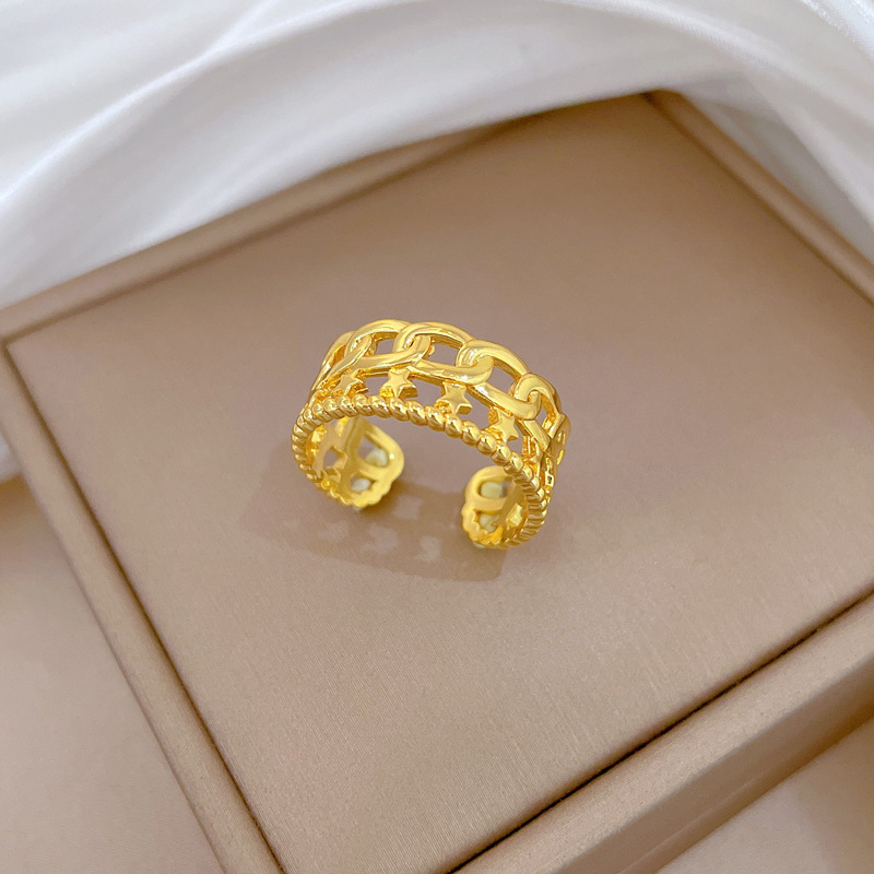 Anello minimalista con catena, regolabile, gioiello semplice, anello giapponese, anello di coppia_voghion.com