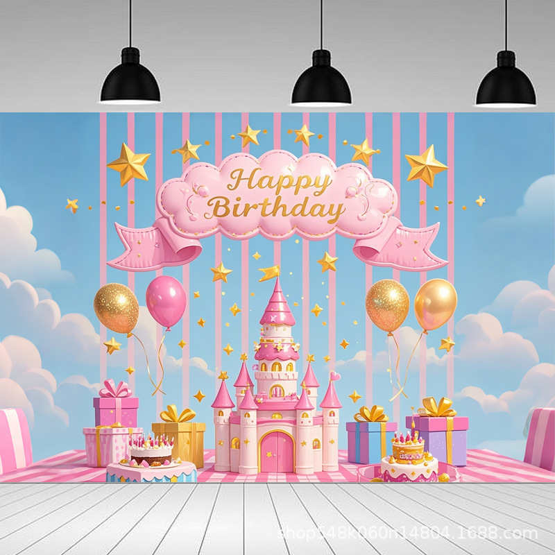 2025 nueva tela de fondo al aire libre fiesta de cumpleaños diseño del lugar foto de dibujos animados fotografía fotografía tela de fondo comercio exterior