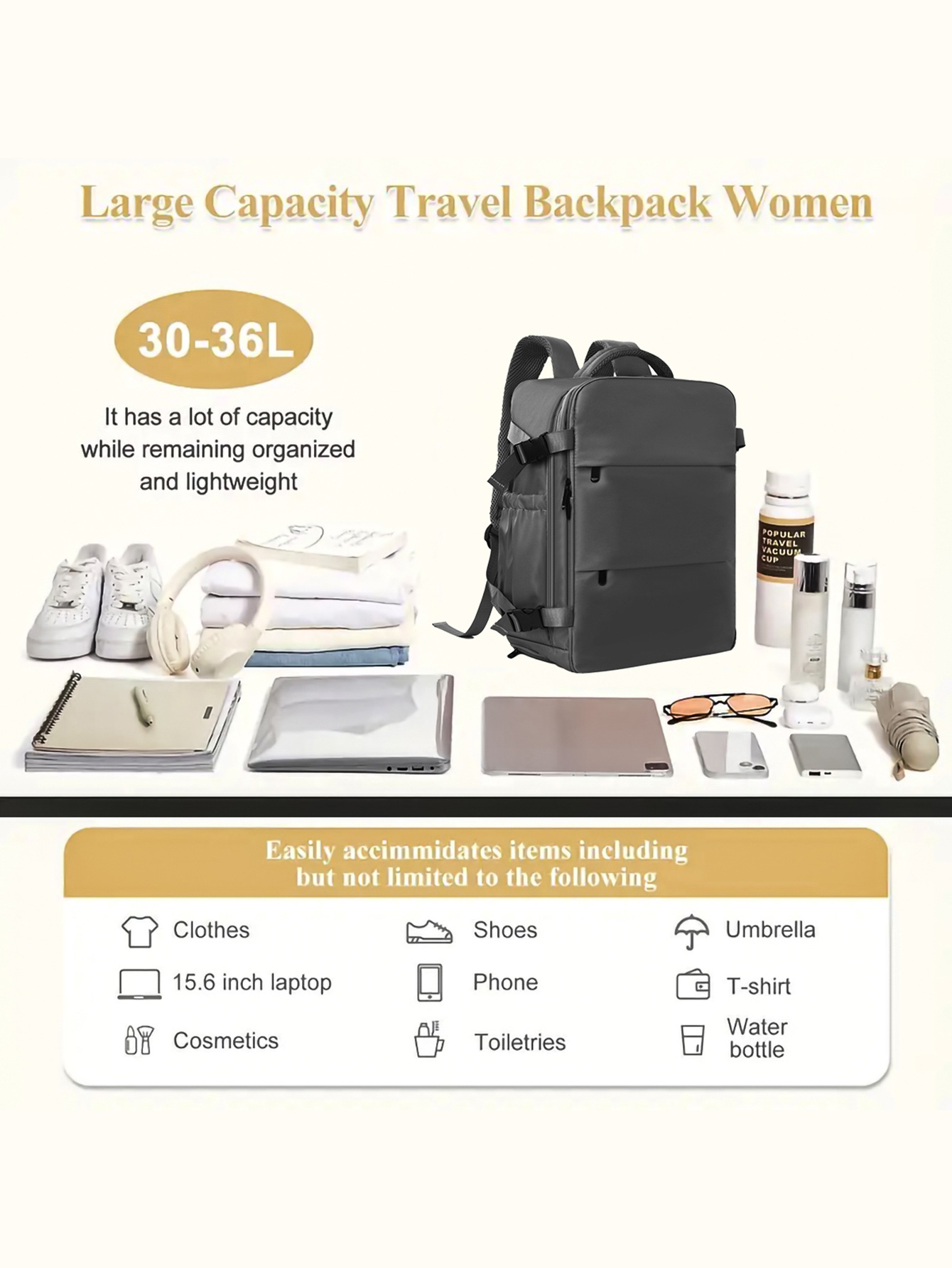 Multifunktionsrucksack mit großer Kapazität für die Schule und Reisen, tragbare Gepäcktasche_voghion.com