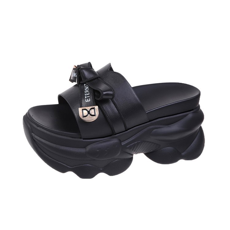 Sandale pentru femei de purtat vara, haine de exterior la modă în 2023, noi sandale versatile cu toc înalt și talpă groasă, model zână-muffin_voghion.com