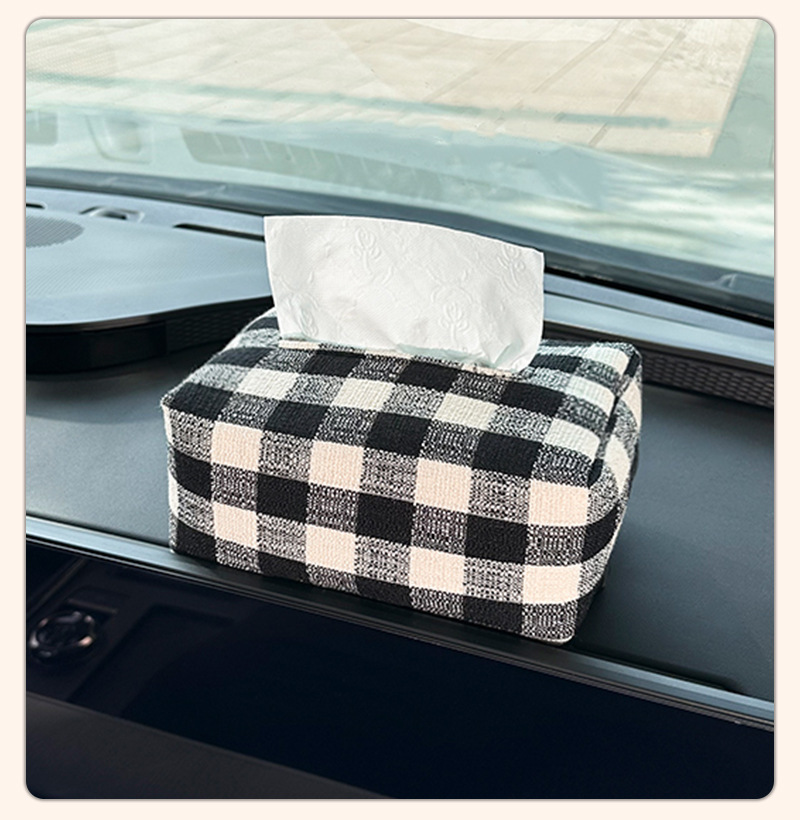 Creative Car Tissue Box, High-End Fabric Car Armrest Box, Paper Box, Multi-Functional Car Seat Tissue Cover