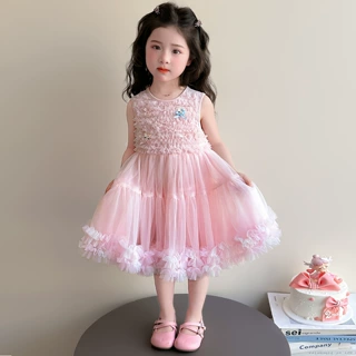 女童夏季连衣裙2026新款儿童洋气背心公主纱裙女宝夏天生日礼服裙