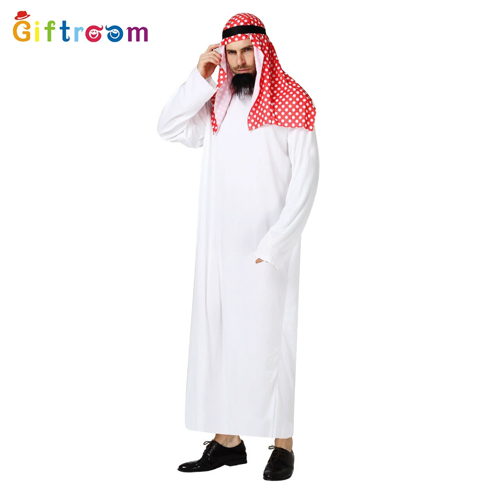 European and American foreign trade party clothing Middle East Dubai Prince Adult Male White Arabia Red Head Scarf Performance Stage Clothing