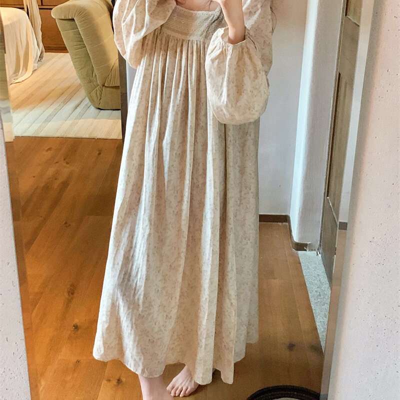 French-style romantic lace floral gentle home wear pajamas and nightgown