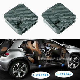 源头工厂汽车迎宾灯 免接线碳纤纹红外车门感应投影灯 LOGO照地灯