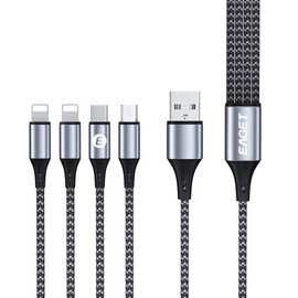 忆捷 通用款 EC009一拖四快充数据线适用苹果15华为安卓手机 集采