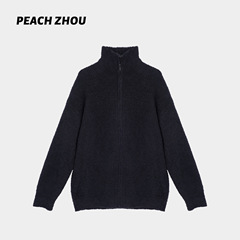 3868#『PEACHZHOU』半边绒宽松立领拉链外套简约休闲百搭中性夹克