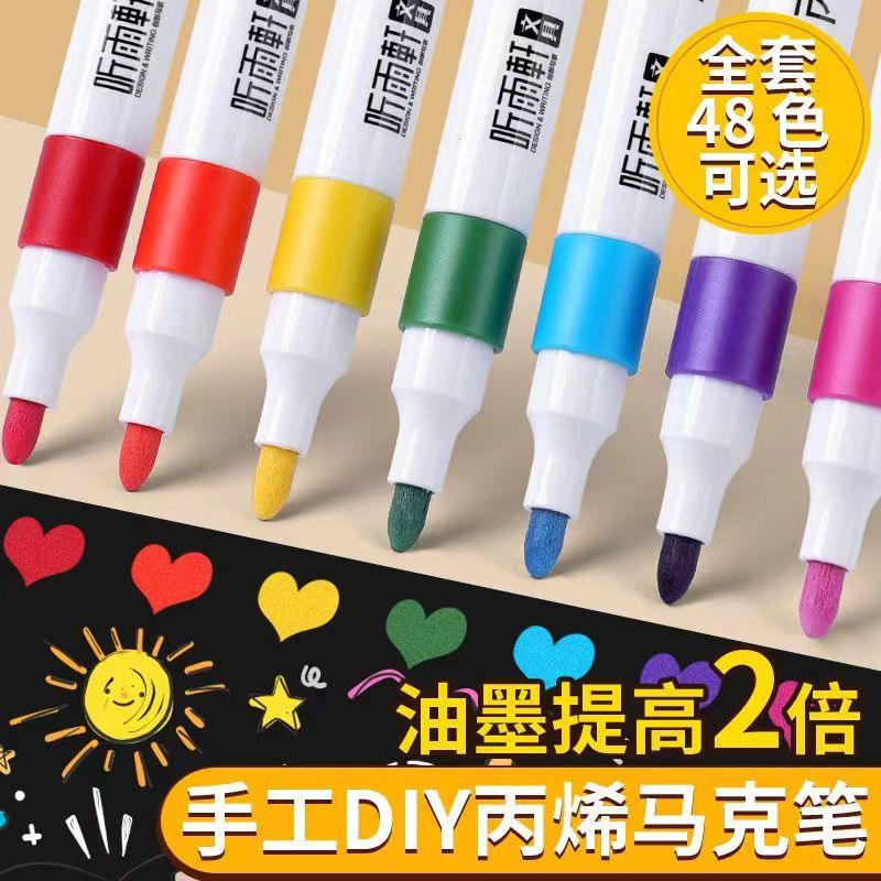 Dual-tipped marker art supplies set, oil-based markers, line pens