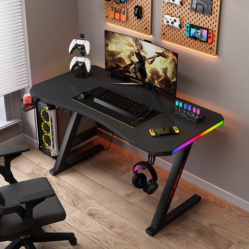 Adjustable RGB colorful lights with multi-style e-sports desktop game table home bedroom study desk multi-purpose