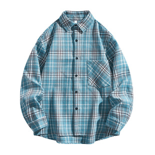 Shirt Men's Autumn Long-sleeved Plaid Shirt Men's Retro Loose All-match Japanese Style Casual Top Coat Autumn Fashion