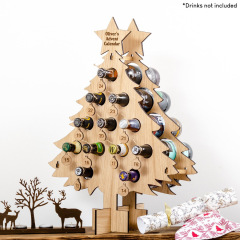 新しい国境を越えたクリスマスカウントダウン木製クリスマス樹形酒瓶置き器円形酒棚工芸装飾品