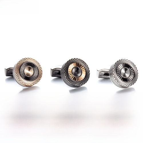 High-end round double-layer electroplated metal cufflinks wholesale men's gold-plated French cufflinks