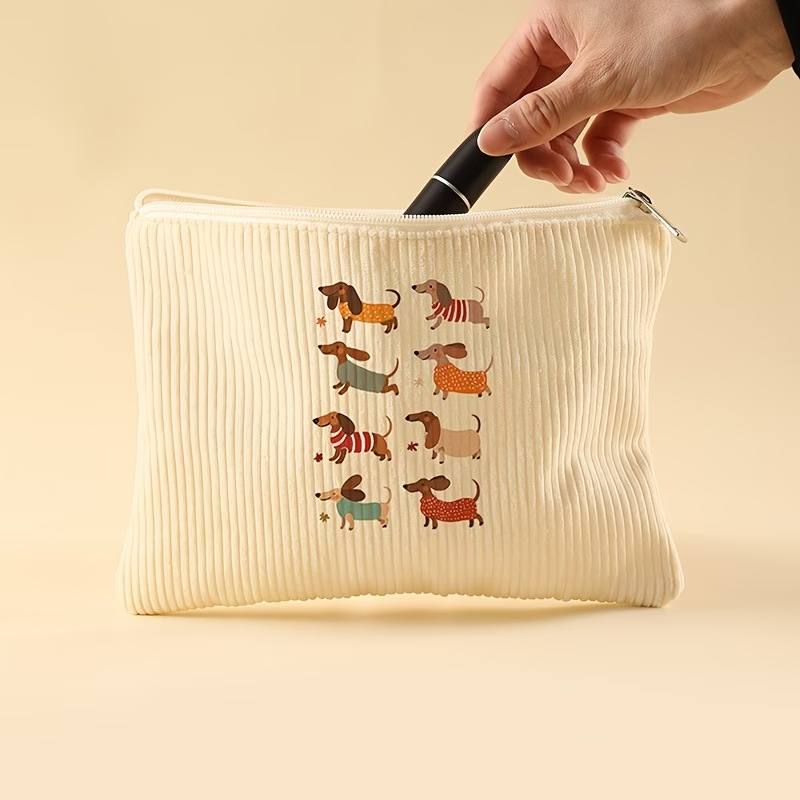 Amazon TEMU ganso cachorro animal serie patrón de velcro zipper bolsa de maquillaje ligera