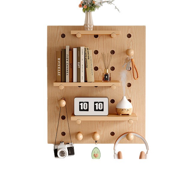 Tablero de agujero estante de pared forma de madera maciza costura de pared decoración soporte de exhibición de sala de estar soporte de almacenamiento de pared
