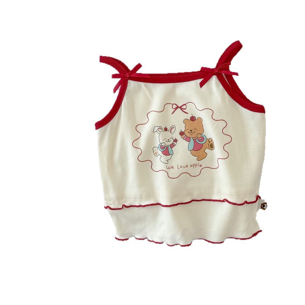 Xianning siete lindas tirantes de algodón de dibujos animados, tesoro femenino, camiseta corta para niños pequeños y medianos, chaleco sin mangas, t