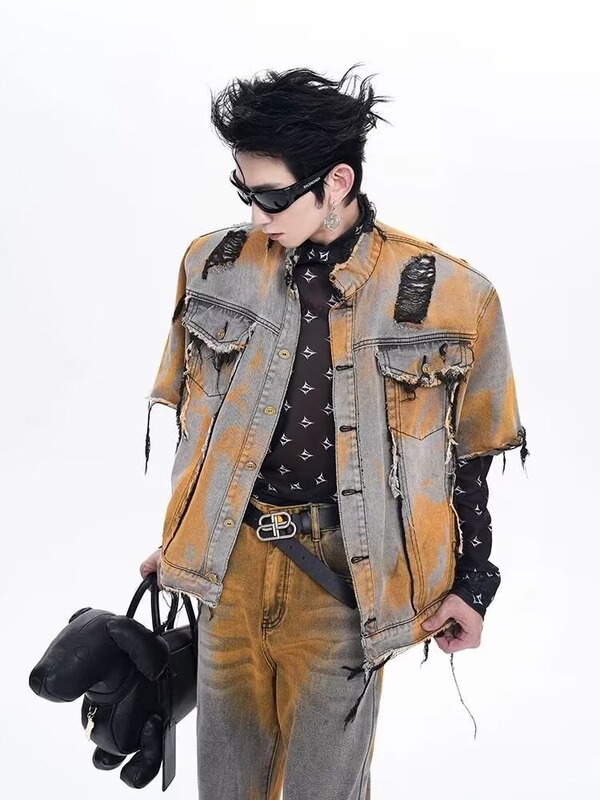 2025 Spring and Autumn Men's Stylish Jacket, Ins High Street Trendy Brand, Hong Kong Style, Japanese Harajuku Style, Korean Version, Loose Fit Jacket
