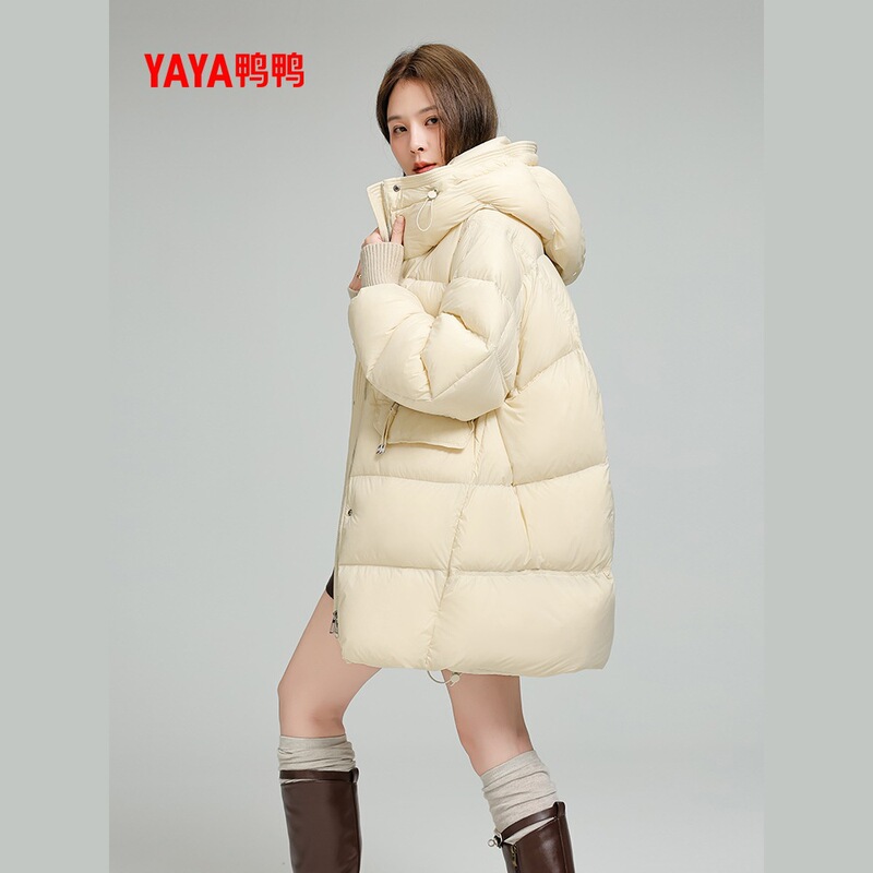 Duck Duck Brand Korean Version 2025 Winter New down Jacket for Women, Mid-Length, Thickened, Hooded, Casual, Loose, Warm Duck Duck Brand Korean Version 2025 Winter New down Jacket for Women, Mid-Length, Thickened, Hooded, Casual, Loose, Warm