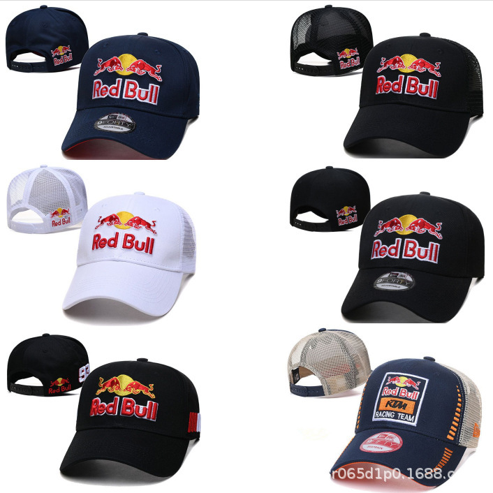 Foreign trade in stock motorcycle Motorcycle Alliance Red Bull embroidery adjustable large flat brim dome hard top hip hop hat