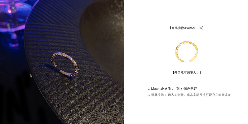 Fashion Geometric Copper Inlay Zircon Open Ring 1 Piece